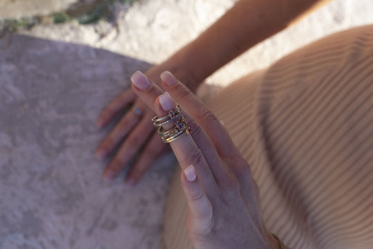 "Mosaic" Yellow and Pink Sapphire Stacking Ring Ring JasonRee