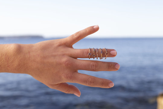 "Mosaic" Yellow and Pink Sapphire Stacking Ring Ring JasonRee