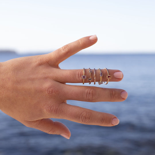 "Mosaic" Purple Pink Pastel Sapphire Stacking Ring Ring JasonRee 