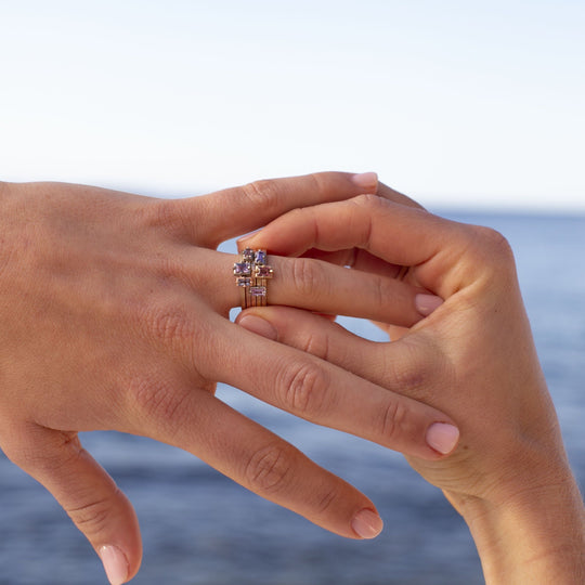"Mosaic" Orange Sapphire Stacking Ring Ring JasonRee