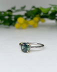 Round brilliant-cut 1.57ct Teal Australian Sapphire HighWire ring Ring Jason Ree Design
