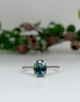 "HighWire" 1.69ct teal Australian sapphire and platinum ring