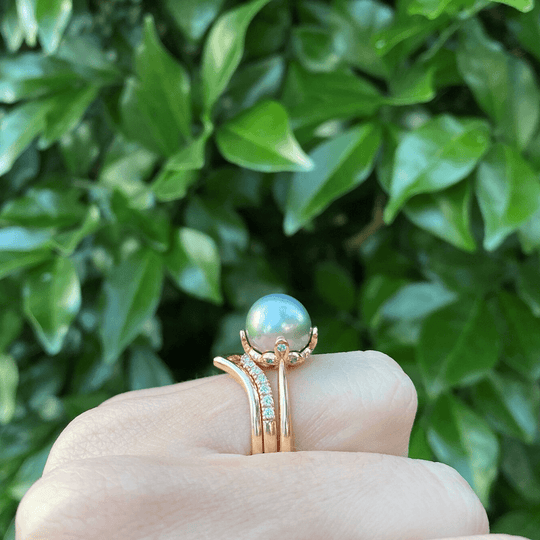 Wearing the "Fleur de Lys" Cashmere Pearl Ring