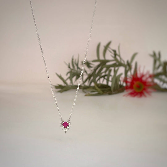‘Tilly’ Ruby & Diamond White Gold Necklace Australia