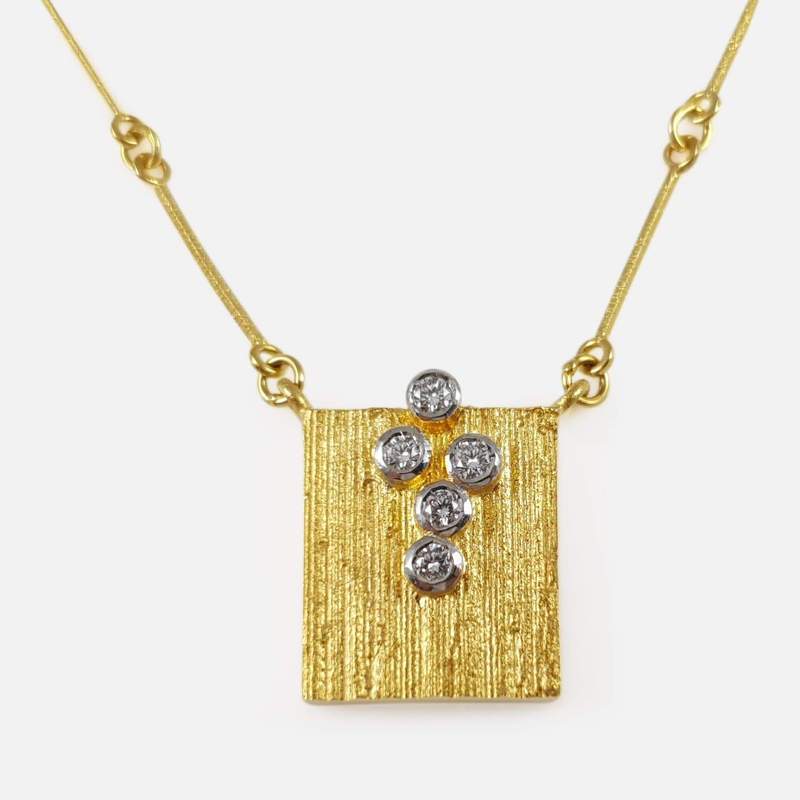 Lapponia 18ct Gold & Diamond Square Necklace Pendant Jason Ree Design