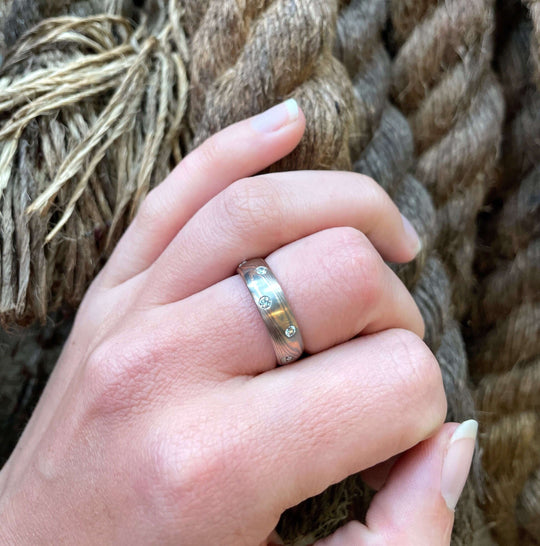 ''Starry Night'' Ironbark Mokume Gane Ring Ring Jason Ree Design