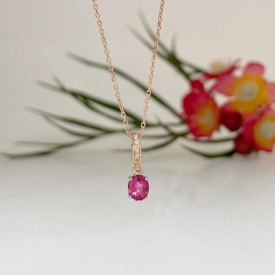 'Isabeau' pink tourmaline & diamond necklace Pendant Jason Ree Design