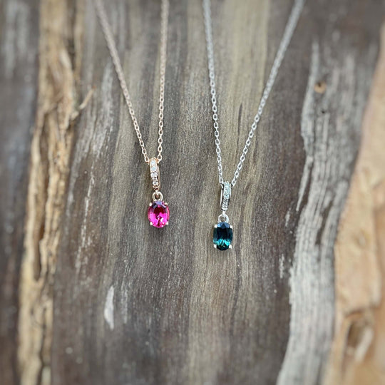'Isabeau' pink tourmaline & diamond necklace Pendant Jason Ree Design
