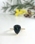 "HighWire Teardrop" 5.14ct Australian Sapphire Diamond Band Engagement Ring