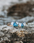 "Monaco" 1.99ct Australian Sapphire and Baguette Diamond Fan Ring Ring JasonRee