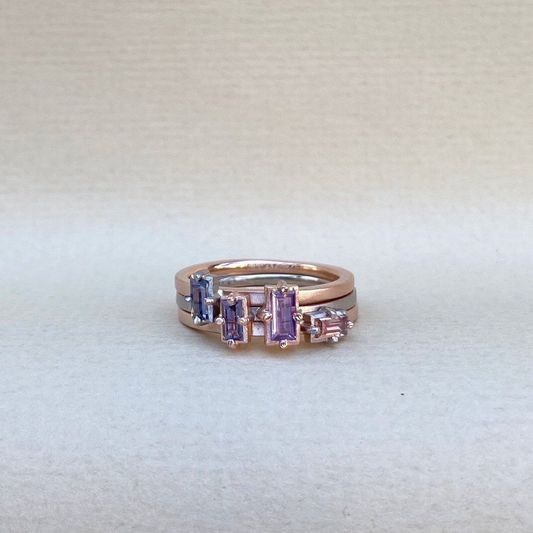 "Mosaic" Purple and Pink Sapphire Duo Stacking Ring | Rose Gold Ring JasonRee 