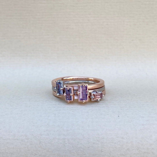 "Mosaic" Purple and Pink Sapphire Duo Stacking Ring | Rose Gold Ring JasonRee