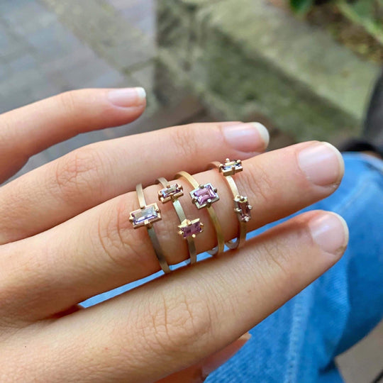 "Mosaic" Purple and Pink Sapphire Duo Stacking Ring | Rose Gold Ring JasonRee