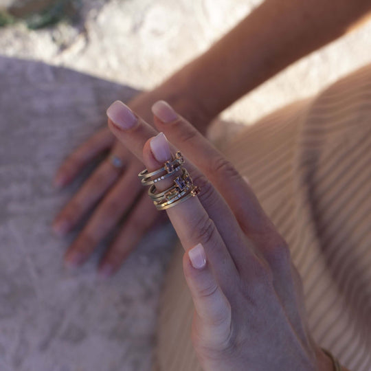 "Mosaic" Purple and Pink Sapphire Duo Stacking Ring | Rose Gold Ring JasonRee