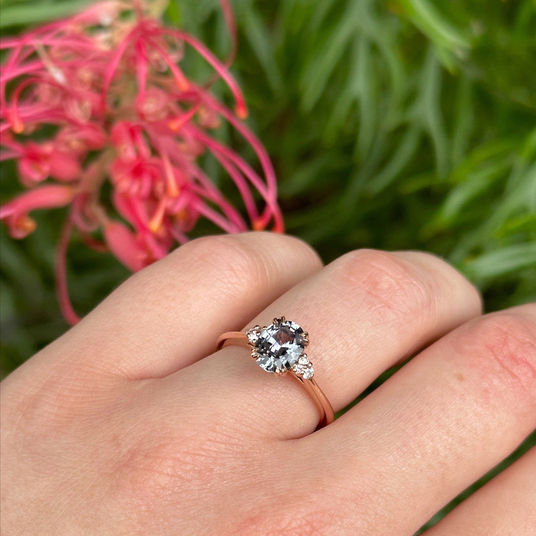 ‘MiMi’ 1.41ct Grey Sapphire & Diamond Rose Gold Ring Jason Ree Design 