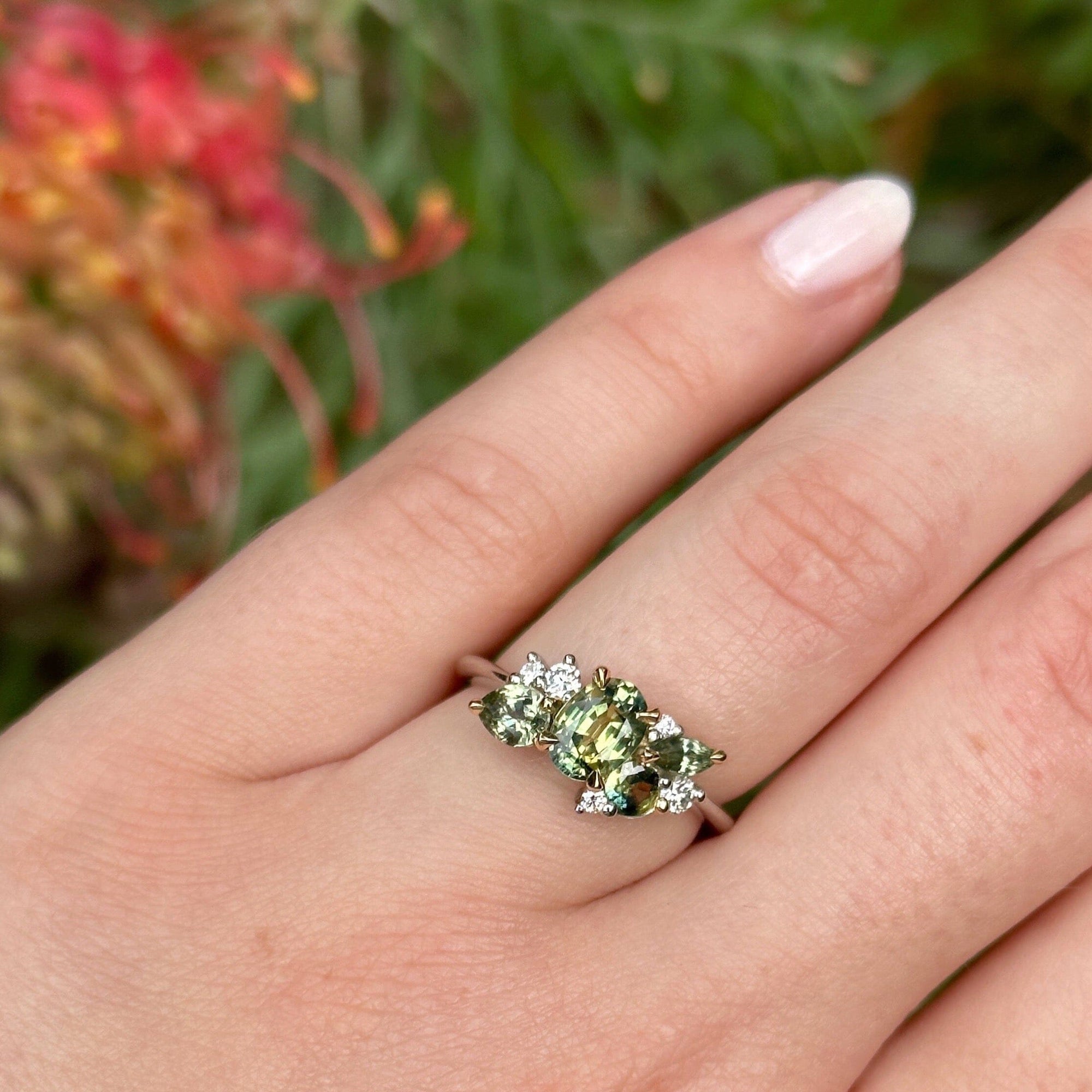 ‘Spatter Garden Party’ Australian Sapphire &amp; Diamond Ring Ring Jason Ree Design 