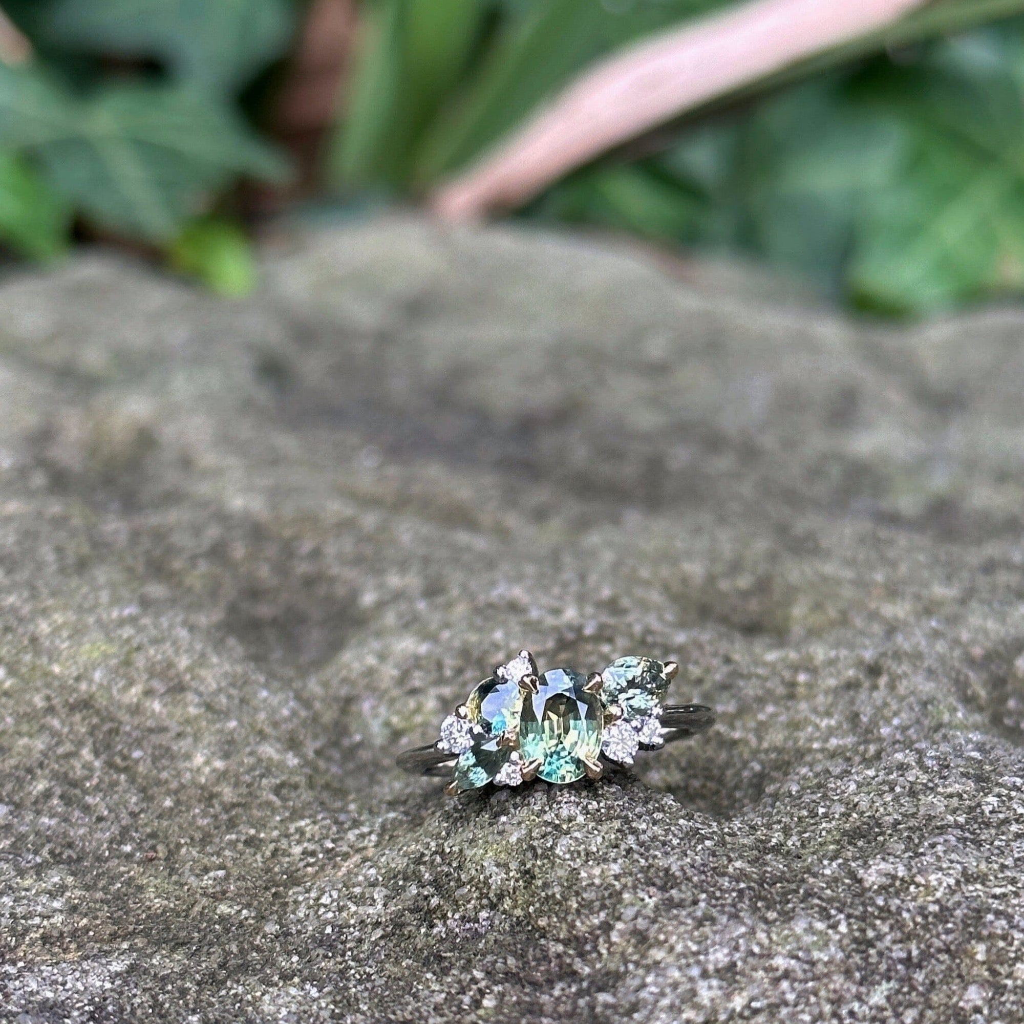 ‘Spatter Garden Party’ Australian Sapphire &amp; Diamond Ring Ring Jason Ree Design 