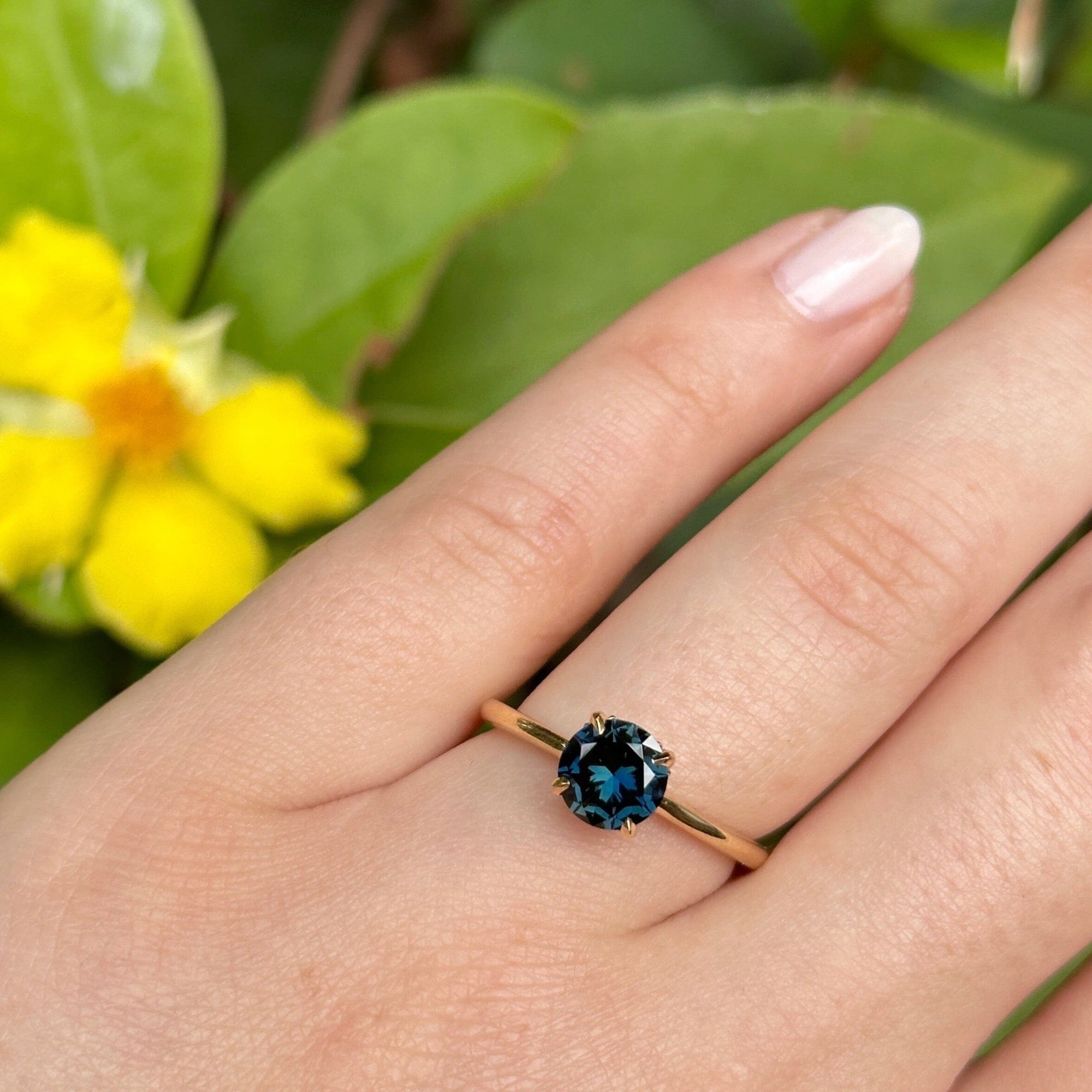 ‘Ines’ 1.26ct Blue Australian Sapphire & Fine Diamond Rail Ring Ring Jason Ree Design 