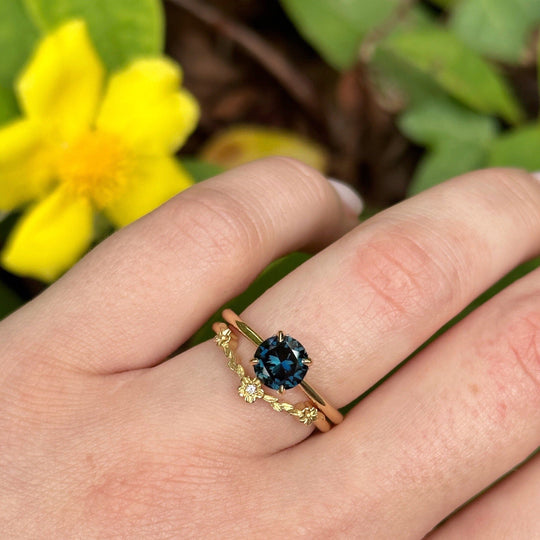 ‘Ines’ 1.26ct Blue Australian Sapphire & Fine Diamond Rail Ring Ring Jason Ree Design 