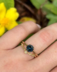 ‘Ines’ 1.26ct Blue Australian Sapphire & Fine Diamond Rail Ring Ring Jason Ree Design 