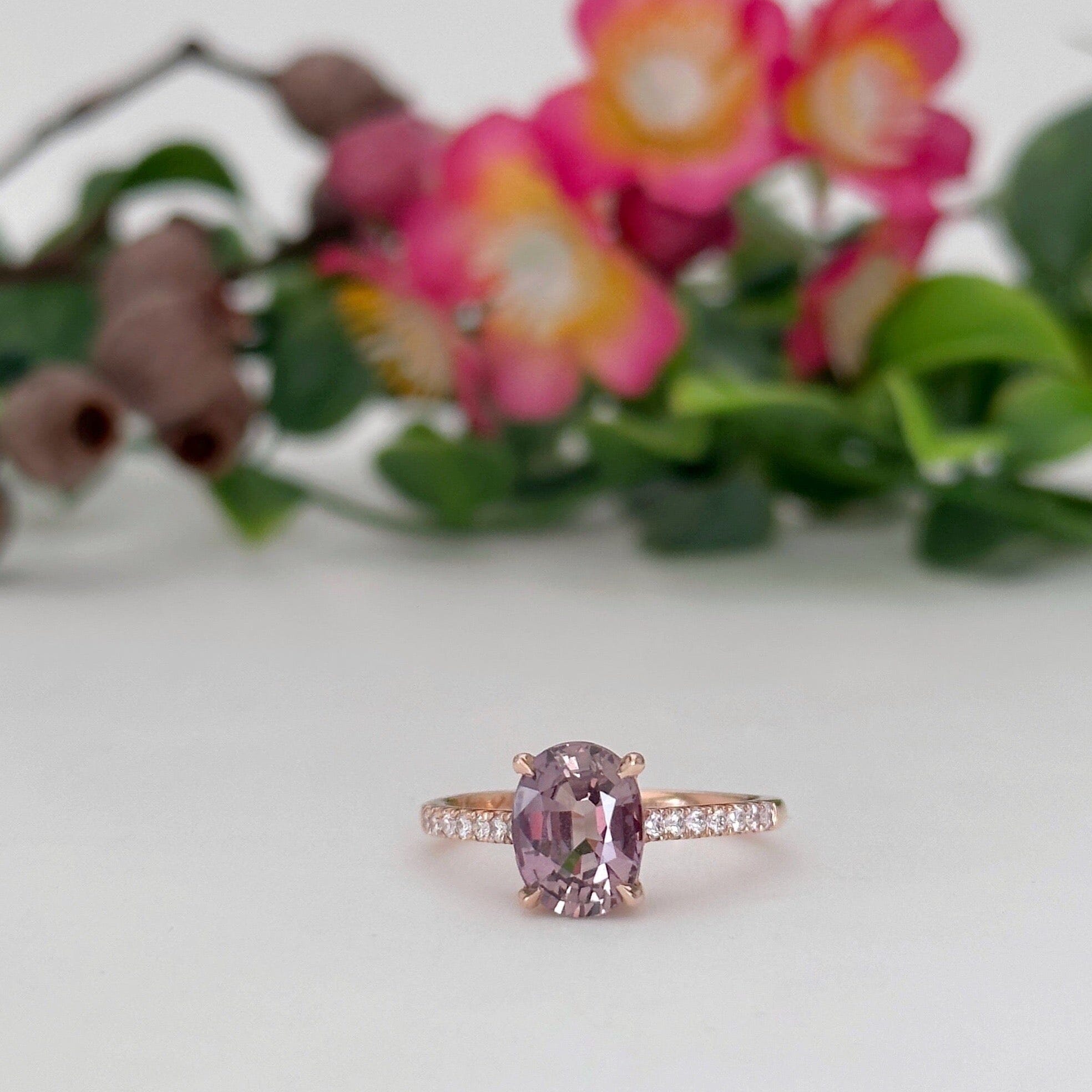 ‘Sugar Plum’ 2.48ct No Heat Madagascan Sapphire &amp; Diamond Rose Gold Ring Ring Jason Ree Design 