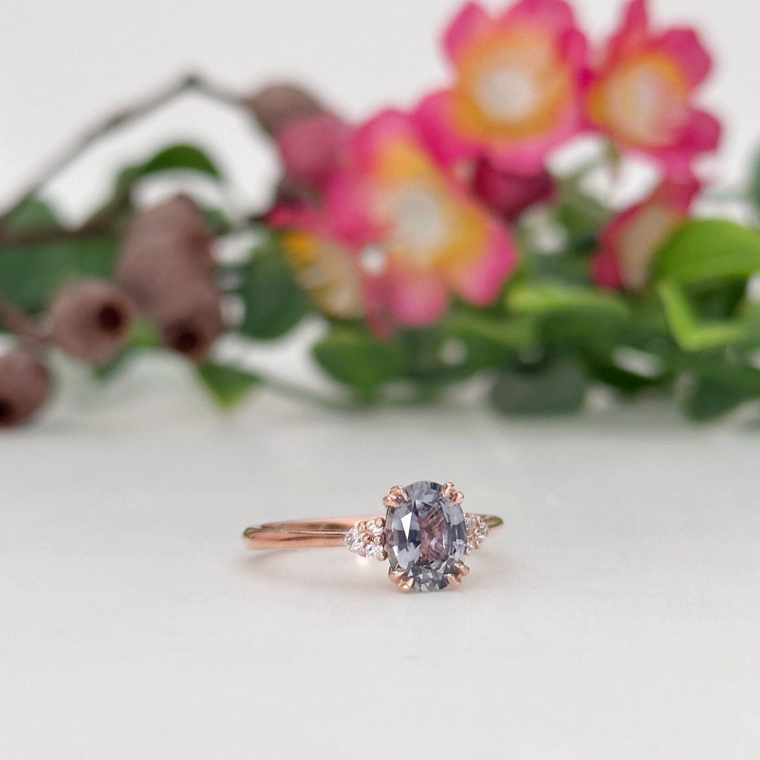 ‘MiMi’ 1.41ct Grey Sapphire & Diamond Rose Gold Ring Jason Ree Design 