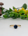 ‘Ines’ 1.26ct Blue Australian Sapphire & Fine Diamond Rail Ring Ring Jason Ree Design 