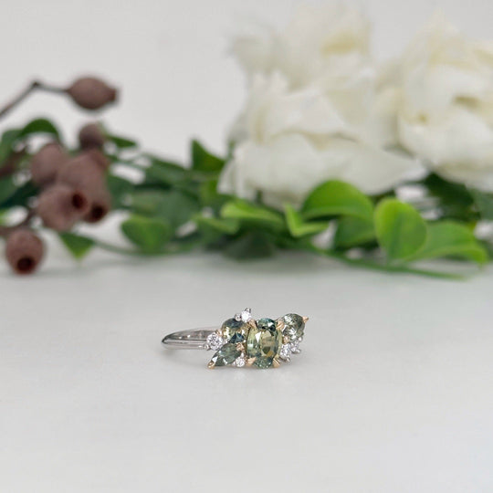 ‘Spatter Garden Party’ Australian Sapphire & Diamond Ring Ring Jason Ree Design 