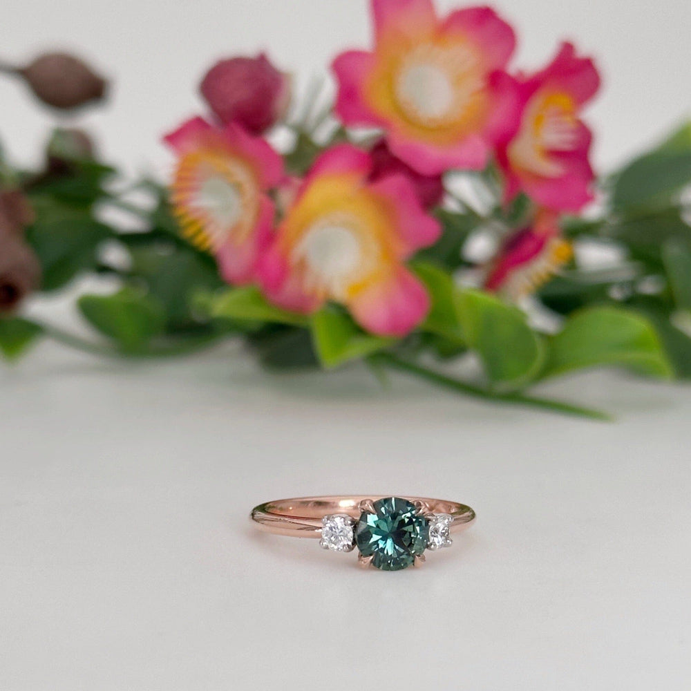 ‘Riverina Round’ 1.06ct Green Australian Sapphire & Diamond Ring Ring Jason Ree Design 