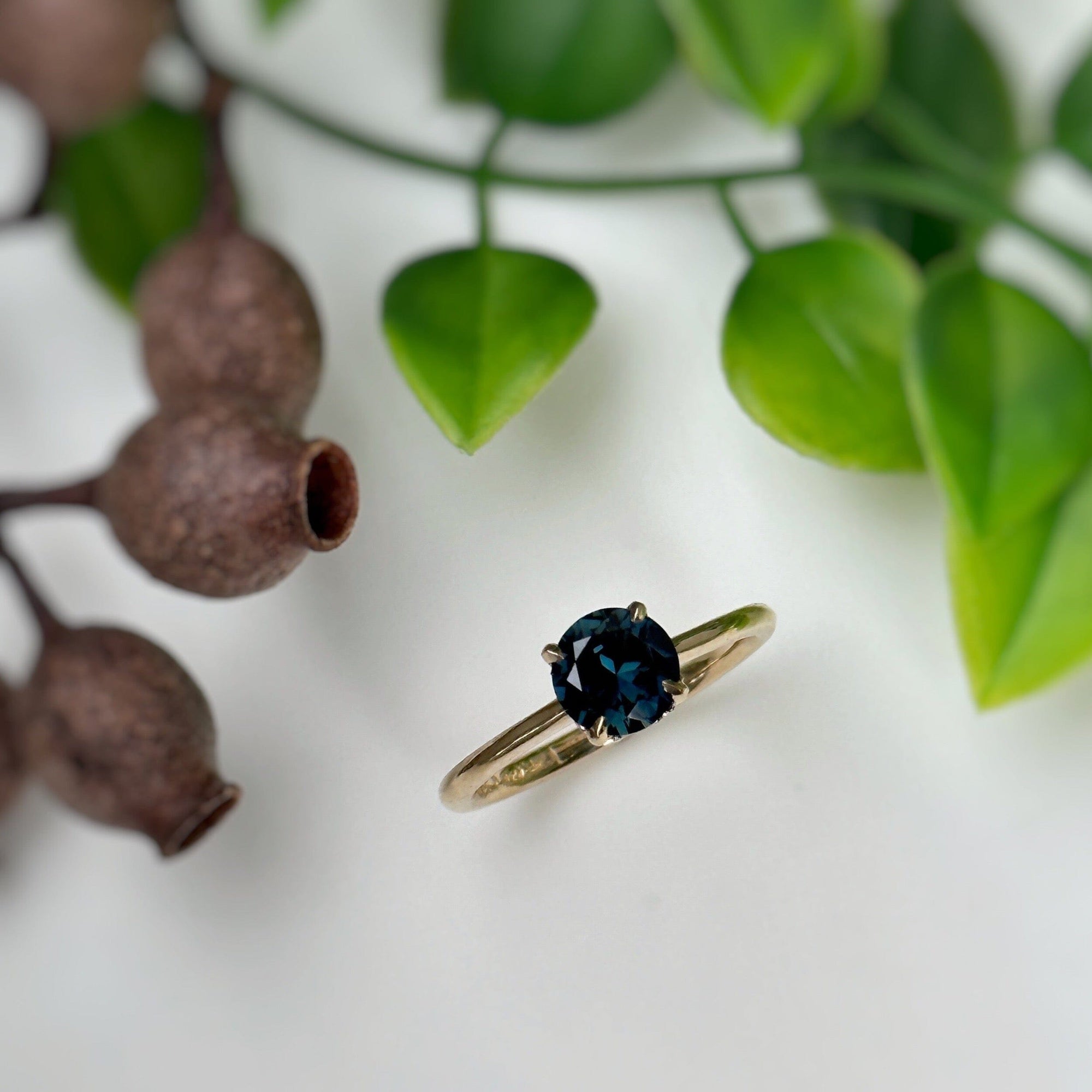‘Ines’ 1.26ct Blue Australian Sapphire &amp; Fine Diamond Rail Ring Ring Jason Ree Design 