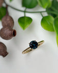 ‘Ines’ 1.26ct Blue Australian Sapphire & Fine Diamond Rail Ring Ring Jason Ree Design 