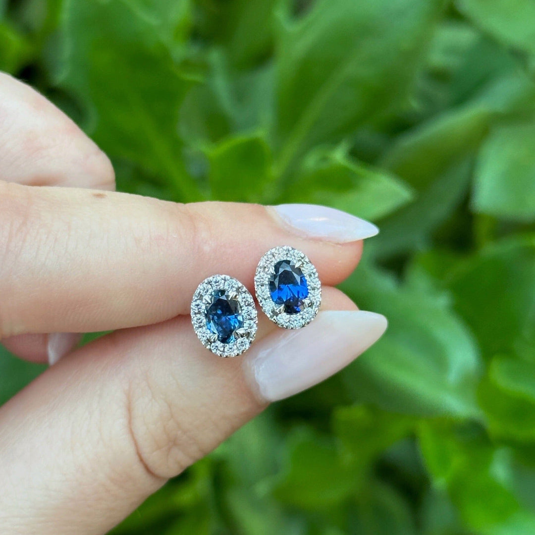 ‘Mini Anja’ 1.01cts Australian Blue Sapphire & Diamond Earrings Earrings Jason Ree Design 