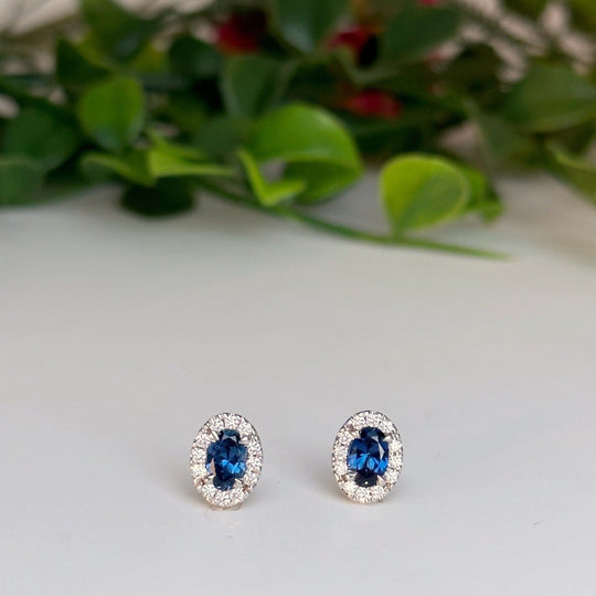 ‘Mini Anja’ 1.01cts Australian Blue Sapphire & Diamond Earrings Earrings Jason Ree Design 