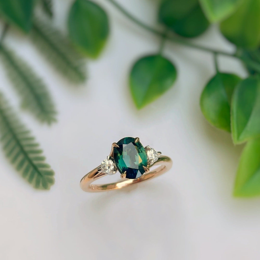 ‘Tempest Trilogy’ 1.67ct Green Australian Sapphire & Diamond Ring Ring Jason Ree Design 