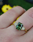 ‘Lillian’ 1.97ct Australian Green Emerald-Cut Sapphire & Diamond Ring Ring Jason Ree Design 