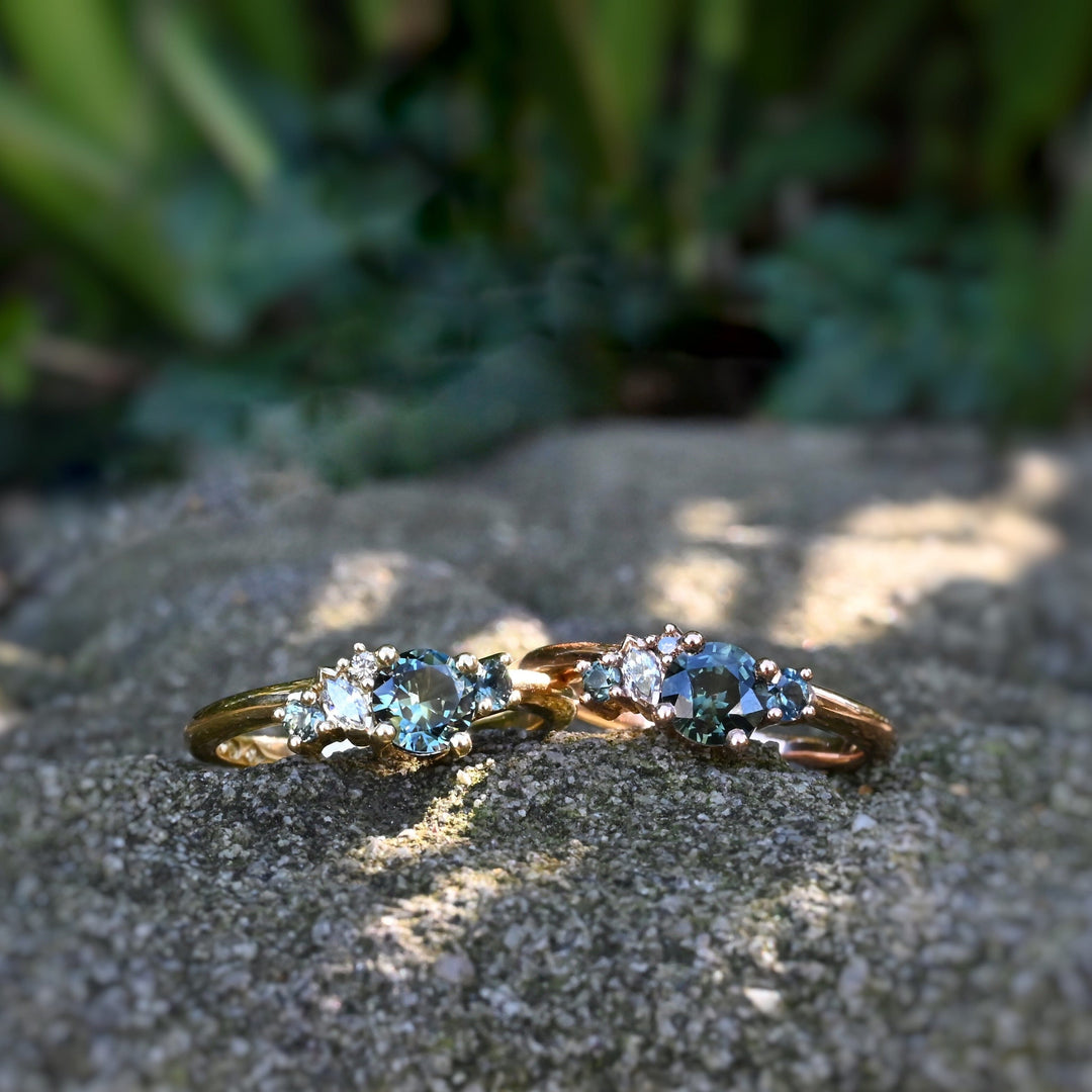 ‘Rockpool’ 0.62ct Australian Green Sapphire & Champagne Diamond Rose Gold Ring Ring Jason Ree Design 