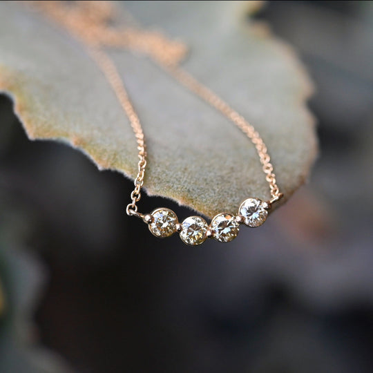 ‘Golden Grain’ 0.48cts Champagne Diamond 18ct Gold Necklace Pendant Jason Ree Design 