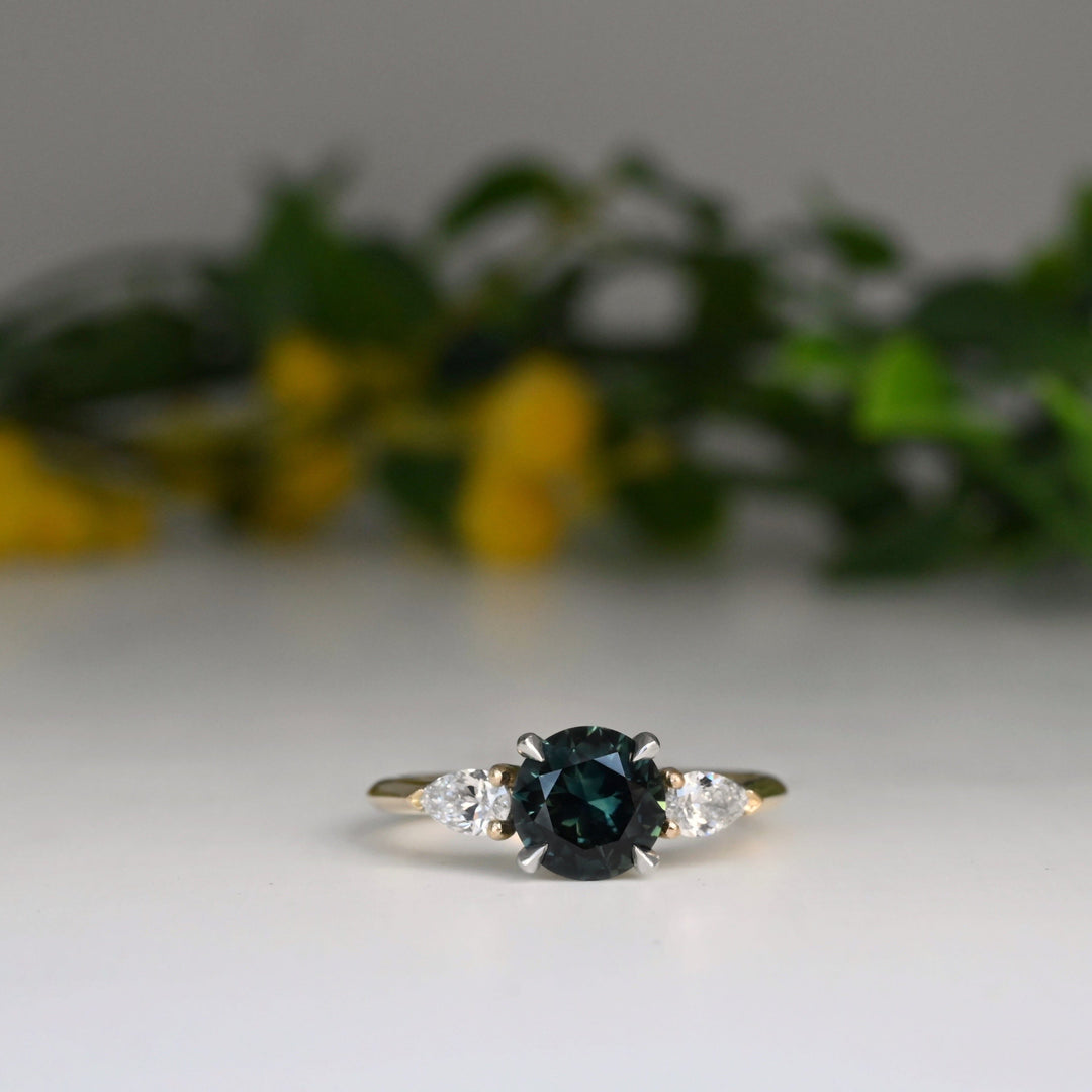 ‘Delta’ 1.34ct Green/Blue Australian Sapphire & Diamond Ring Ring Jason Ree Design 