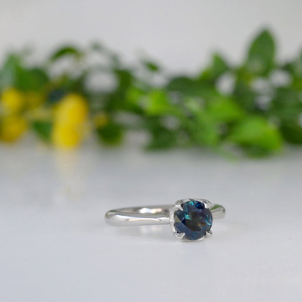 Australian Sapphire Platinum Solitaire Ring