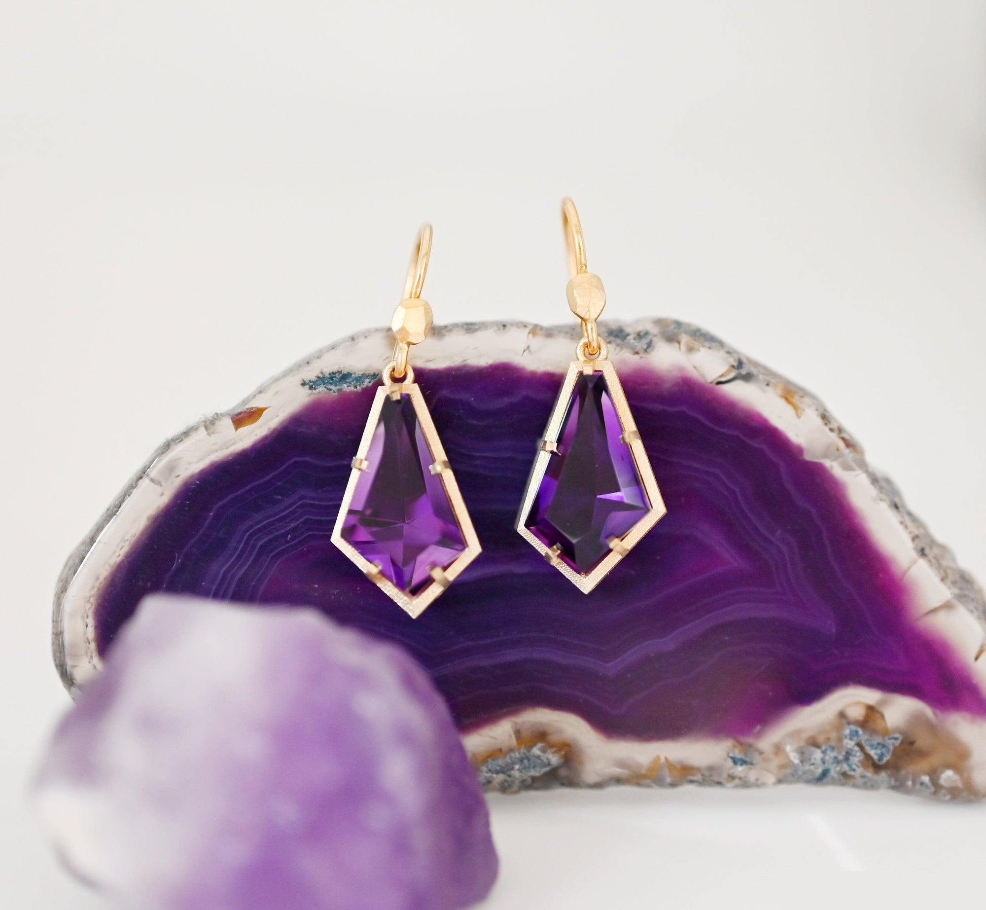 ‘Summit’ Amethyst Yellow Gold Earrings Earrings Jason Ree Design 