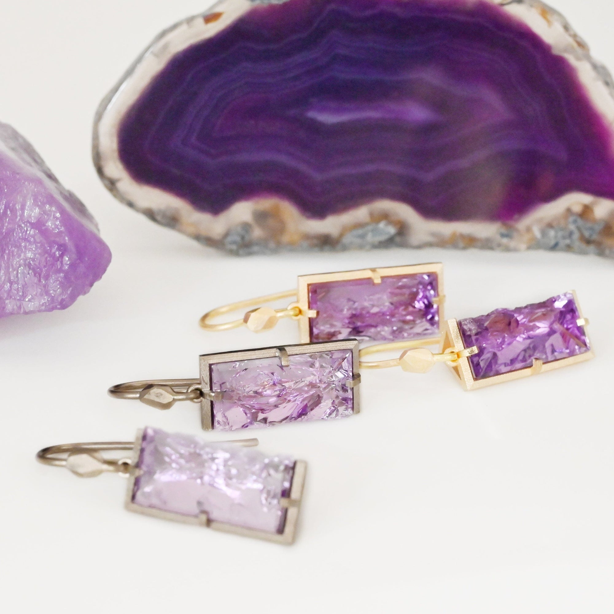 ‘Chasm’ Amethyst White Gold Earrings Earrings Jason Ree Design 