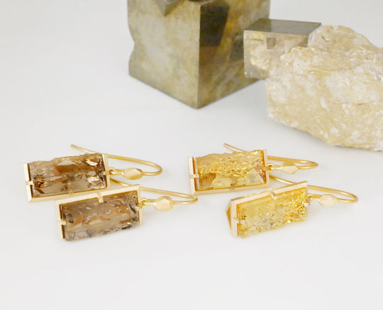 ‘Chasm’ Citrine Yellow Gold Earrings Earrings Jason Ree Design 