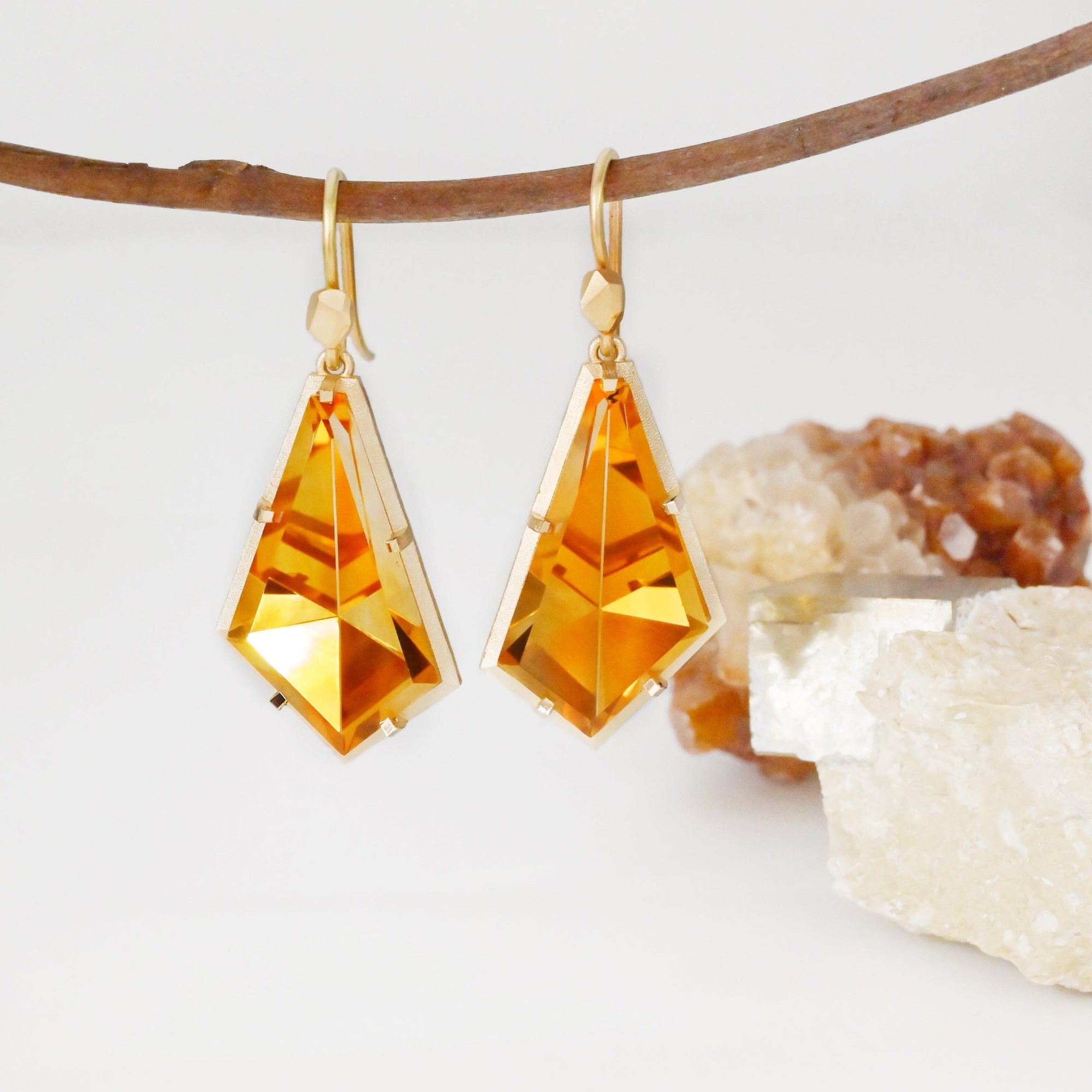 ‘Pinnacle’ Citrine Yellow Gold Earrings Earrings Jason Ree Design 