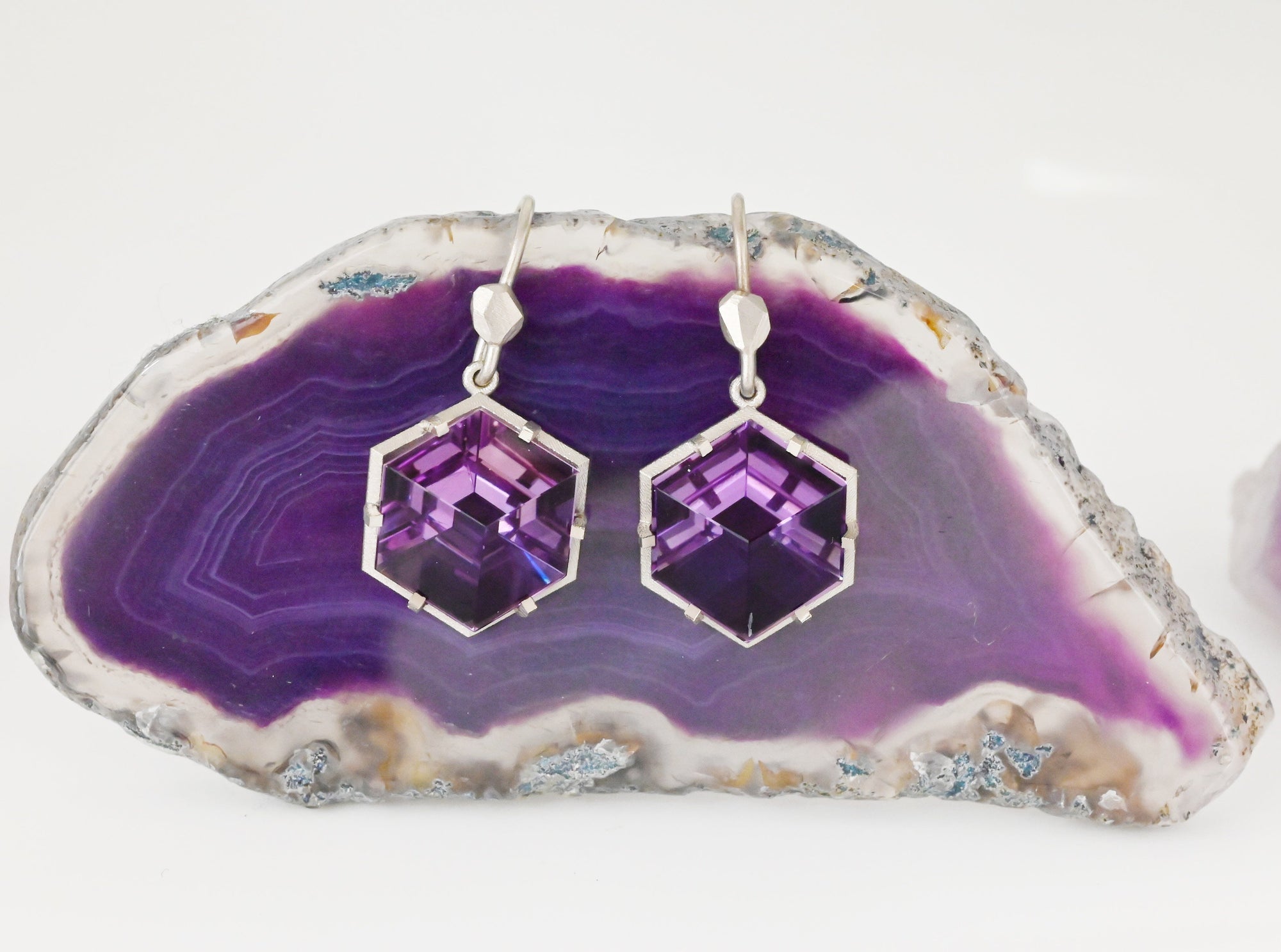 ‘Plateau’ Amethyst White Gold Earrings Earrings Jason Ree Design 