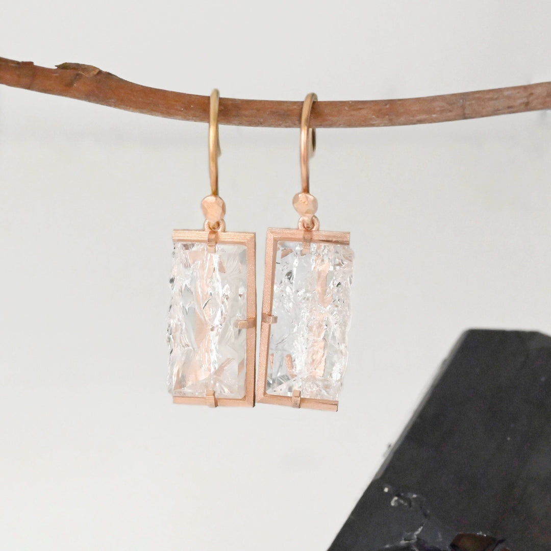 ‘Chasm’ Clear Quartz Rose Gold Earrings Earrings Jason Ree Design 