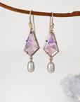 ‘Summit’ Lavender Quartz & Silver Pearl Drop White Gold Earrings Earrings Jason Ree Design 
