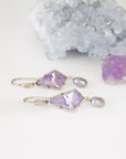 ‘Summit’ Lavender Quartz & Silver Pearl Drop White Gold Earrings Earrings Jason Ree Design 