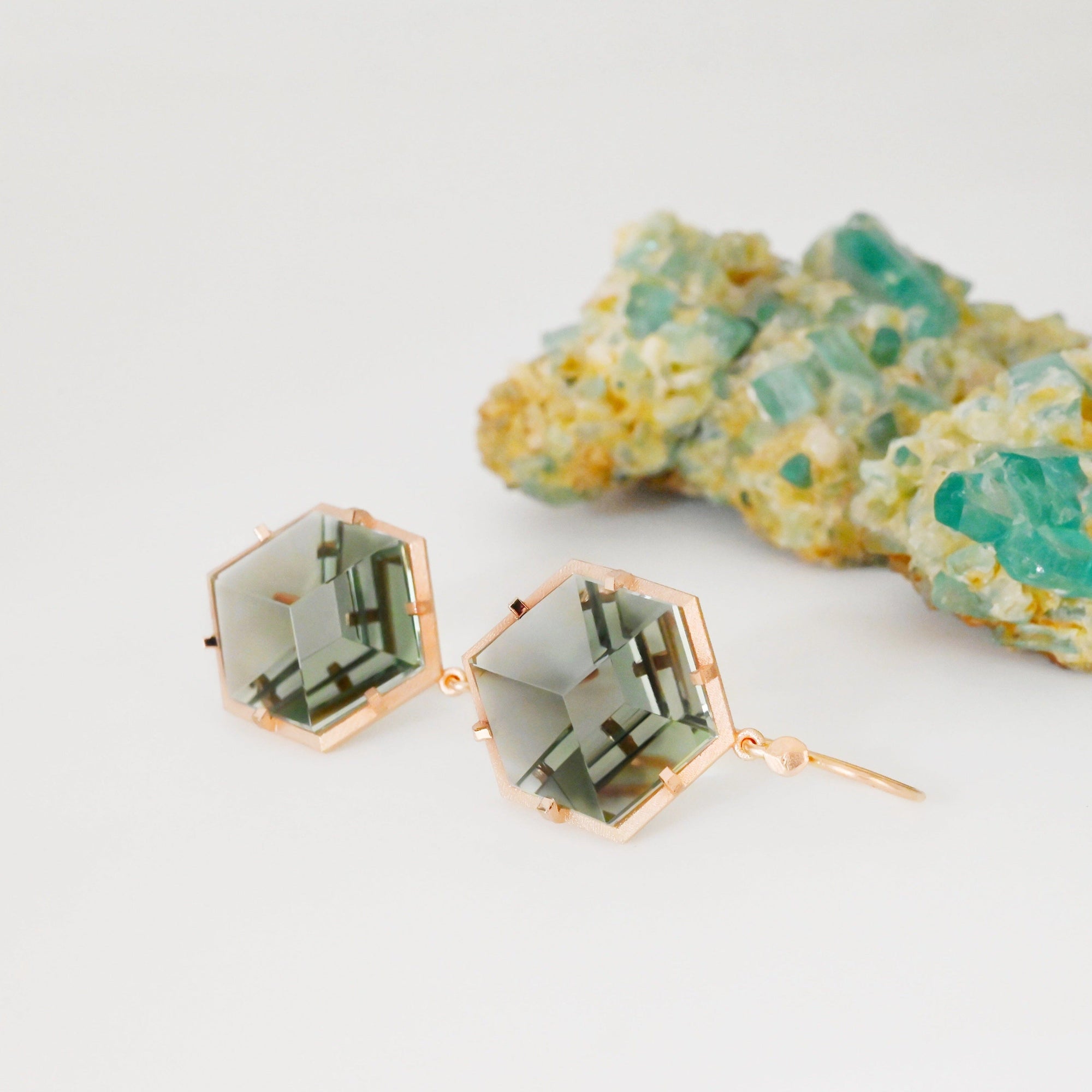 ‘Plateau’ Prasiolite Rose gold Earrings Earrings Jason Ree Design 