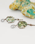 ‘Peak’ Prasiolite & Silver Pearl White Gold Earrings