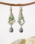 ‘Summit’ Prasiolite & Black Pearl White Gold Earrings Earrings Jason Ree Design 